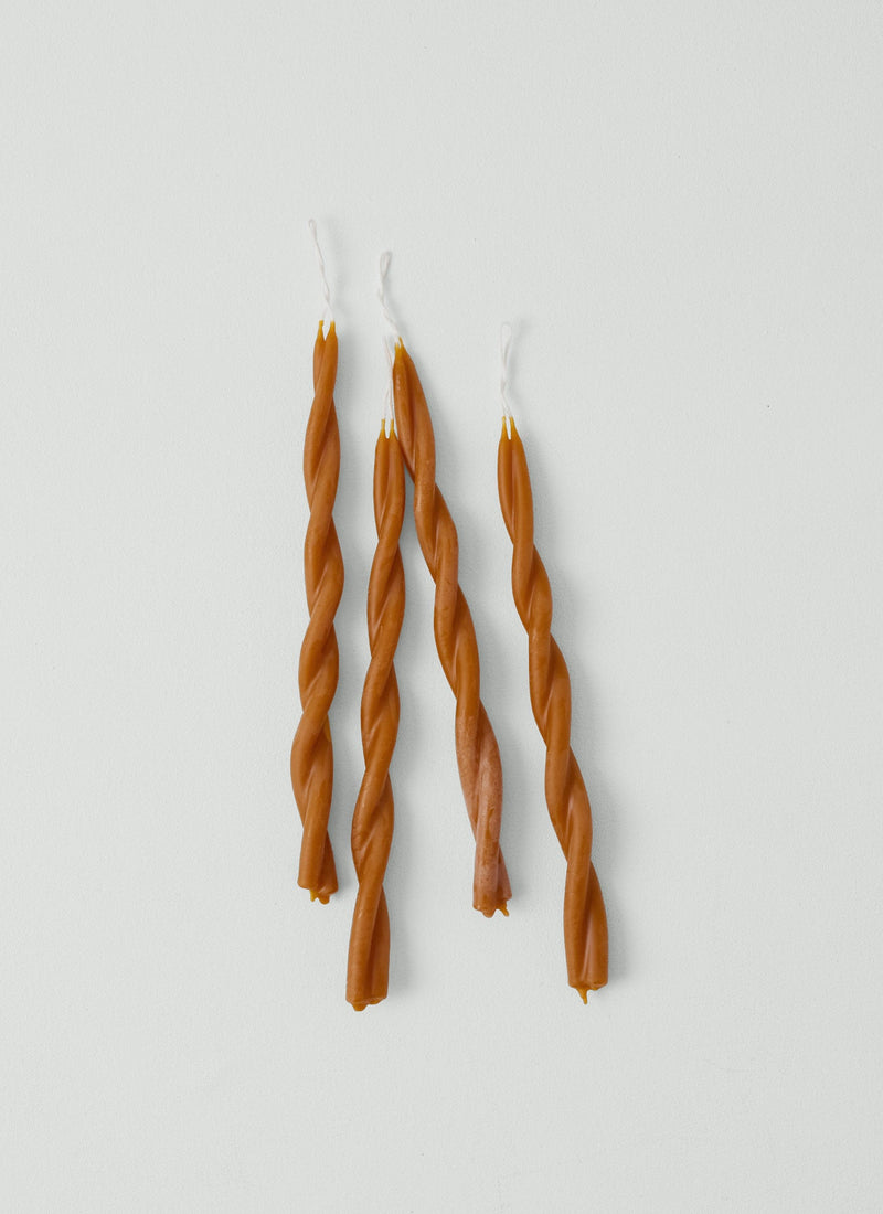 Skar Organics Beeswax Twist Dinner Candle | Paprika