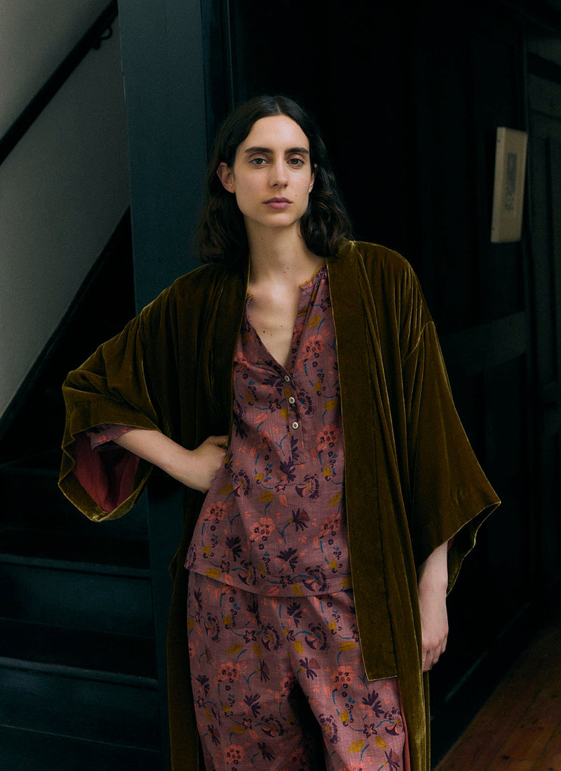 Silk Velvet Gown | Golden Olive