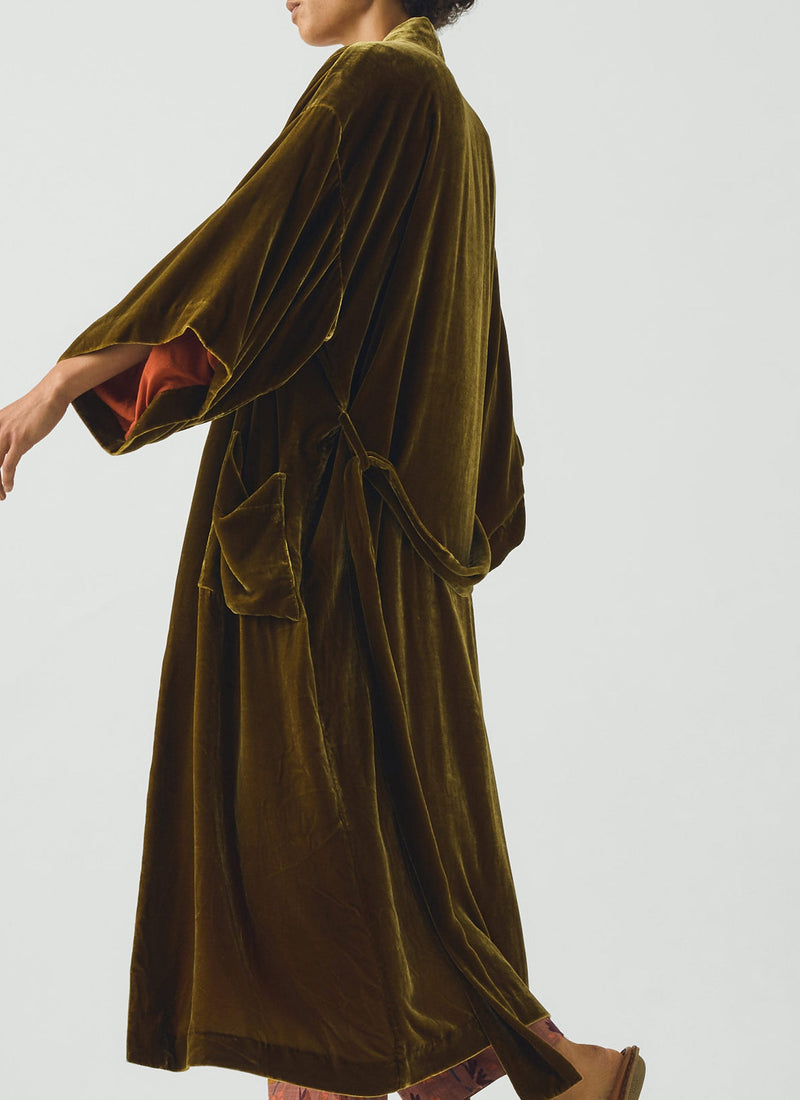 Silk Velvet Gown | Golden Olive