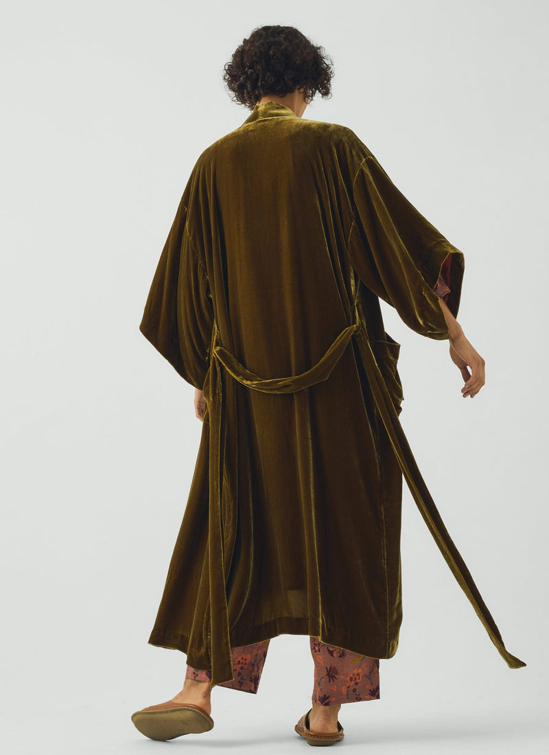 Silk Velvet Gown | Golden Olive