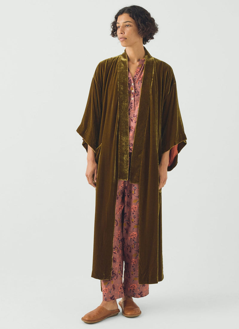 Silk Velvet Gown | Golden Olive