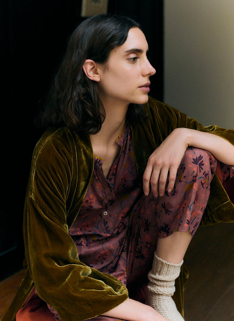 Silk Velvet Gown | Golden Olive