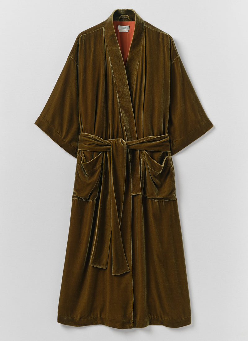 Silk Velvet Gown | Golden Olive