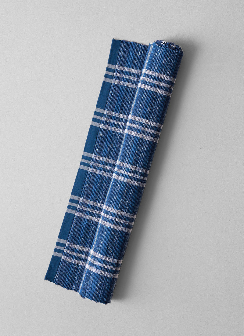 Hand Woven Remnant Fabric Rag Rug | Mixed Blues