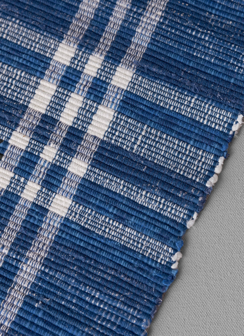 Hand Woven Remnant Fabric Rag Rug | Mixed Blues