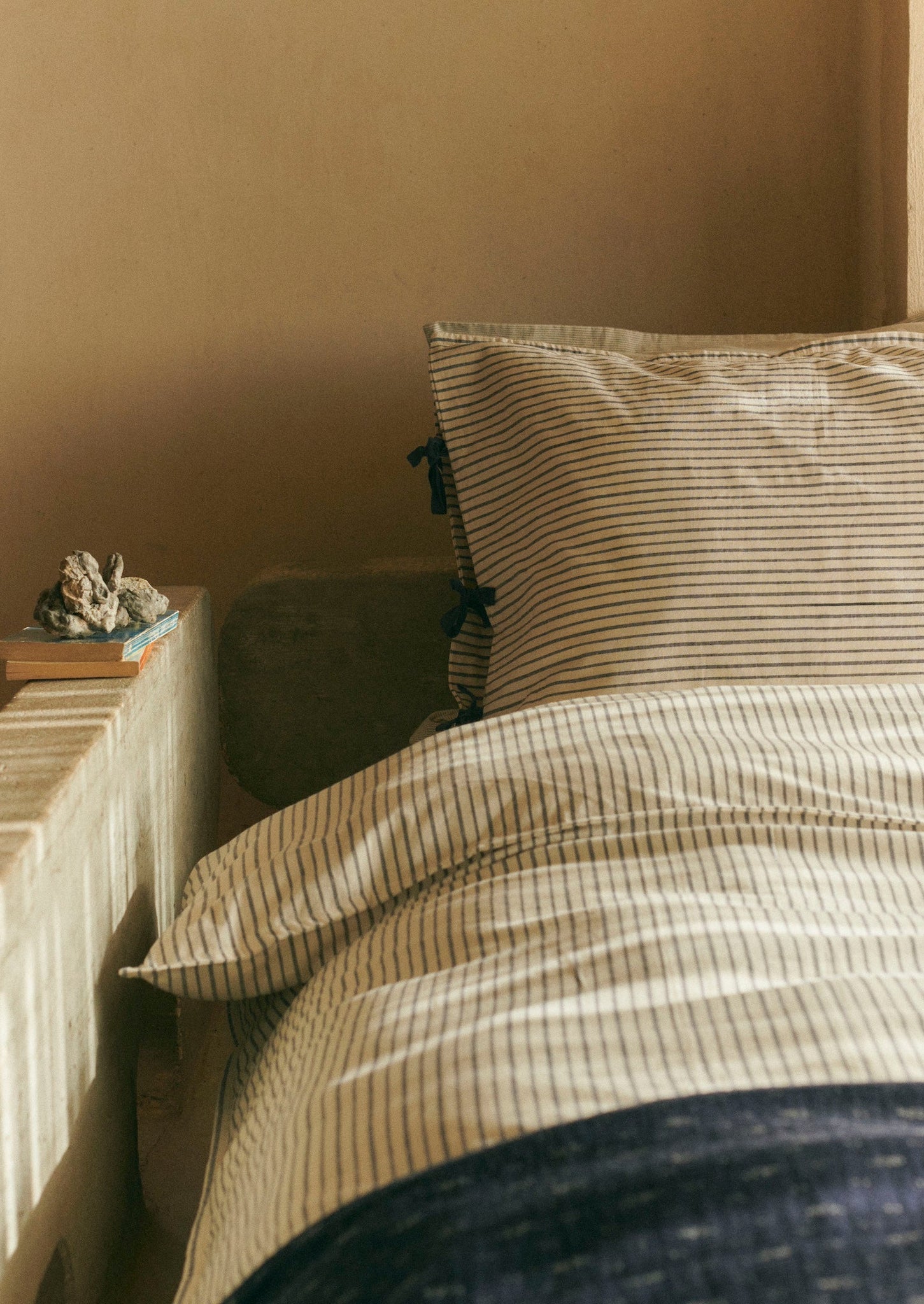 Organic Cotton Pyjama Stripe Duvet Cover | Navy/Ecru