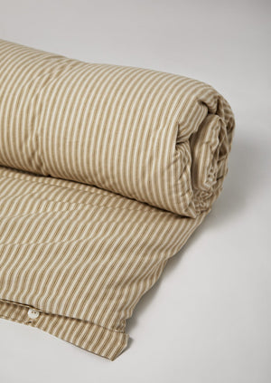 Organic Cotton Ticking Stripe Duvet Cover | Ecru/Straw