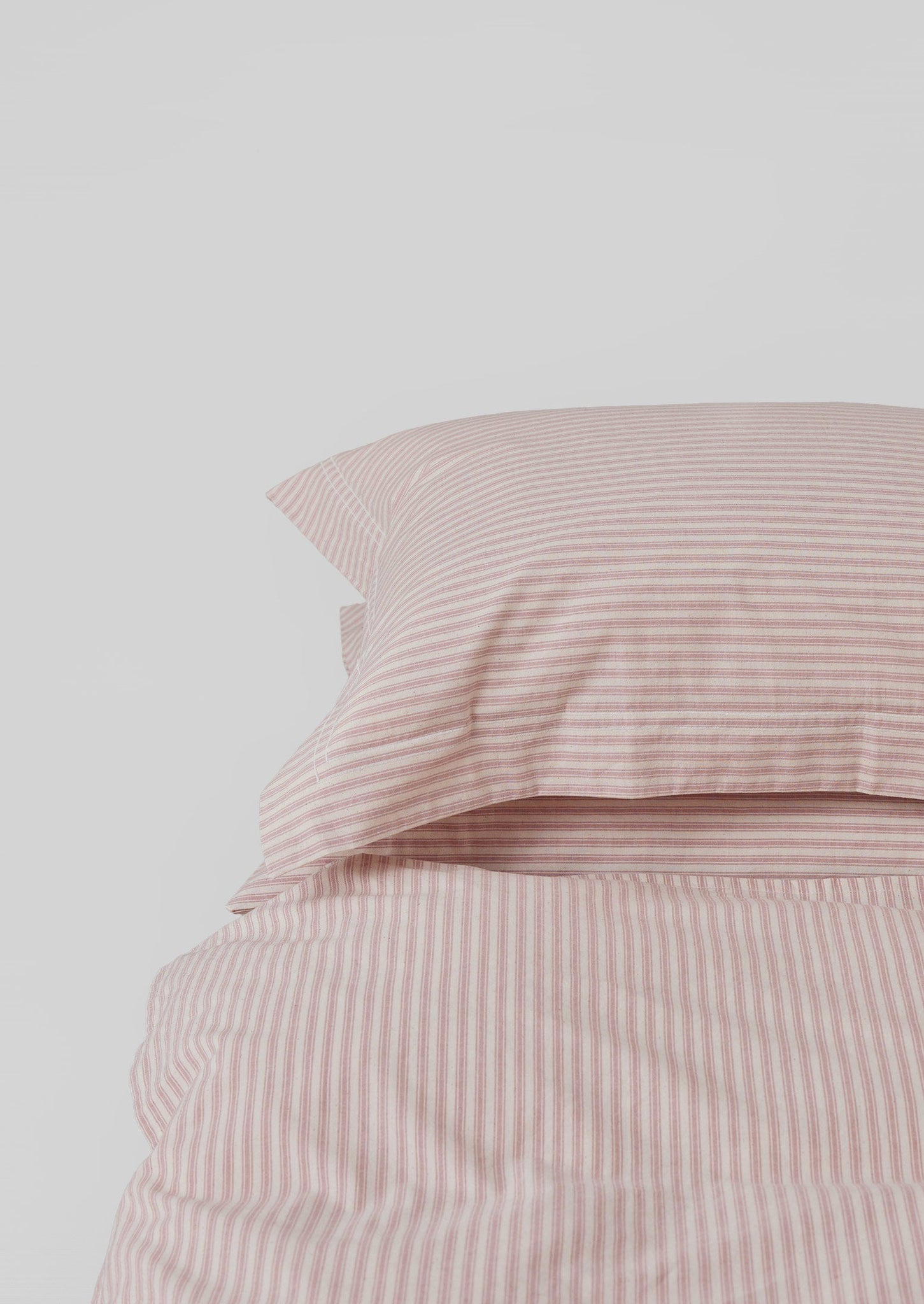 Organic Cotton Ticking Stripe Oxford Pillowcase | Ecru/Rose