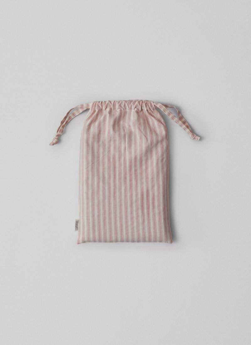 Ticking Stripe Cotton Oxford Pillowcase | Ecru/Rose