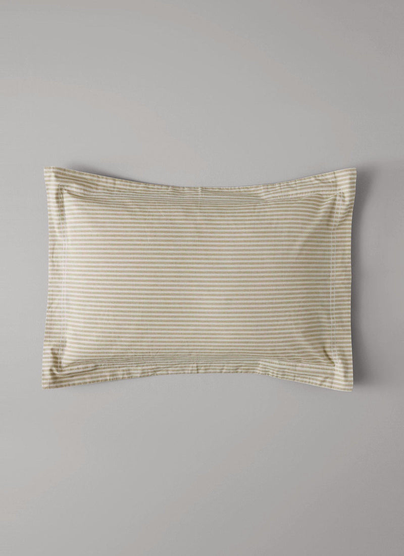 Ticking Stripe Cotton Oxford Pillowcase | Ecru/Straw