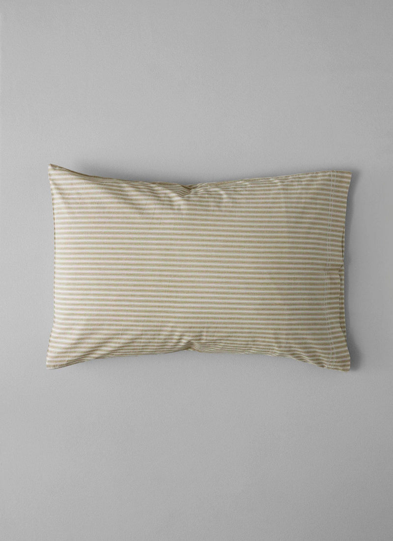 Ticking Stripe Cotton Housewife Pillowcase | Ecru/Straw
