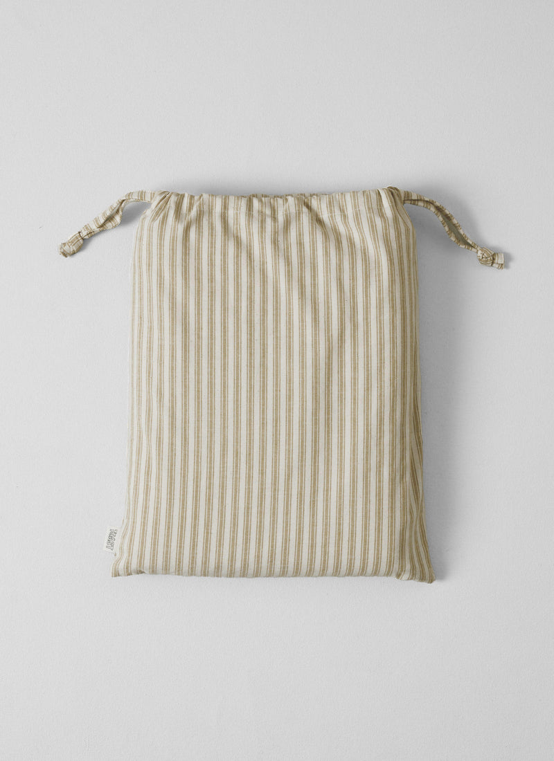 Organic Cotton Ticking Stripe Single Fitted Sheet | Ecru/Graphite