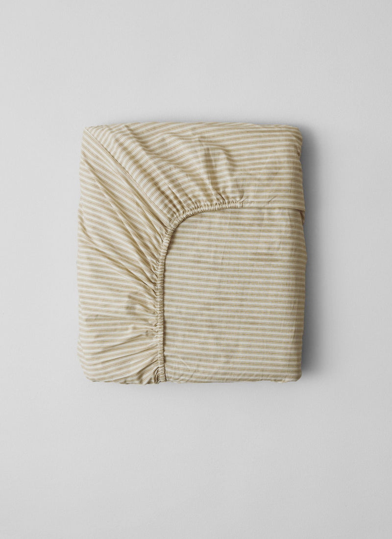 Organic Cotton Ticking Stripe Single Fitted Sheet | Ecru/Graphite