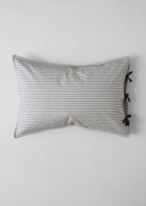 Organic Cotton Pyjama Stripe Housewife Pillowcase | Navy/Ecru