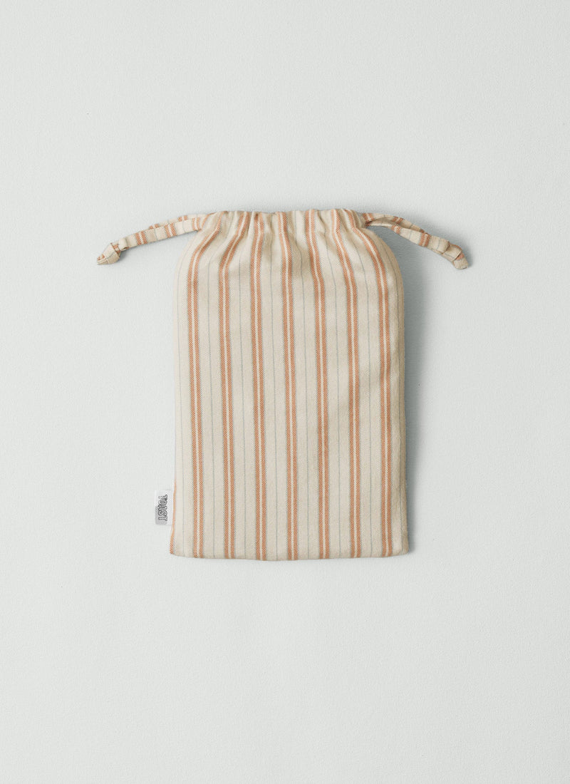 Ines Stripe Cotton Flannel Housewife Pillowcase Set | Apricot/Soft Blue