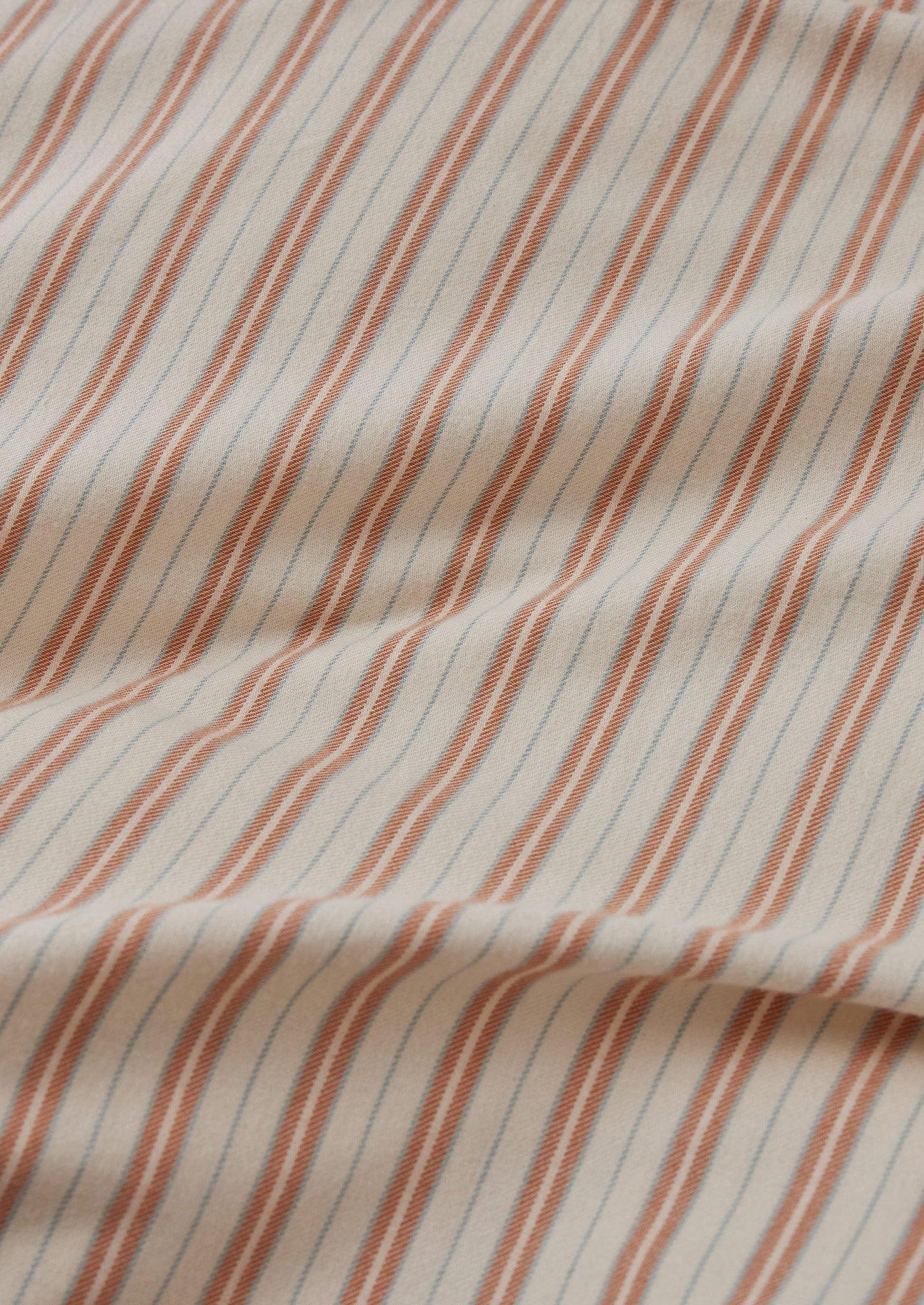 Ines Flannel Stripe Cotton Duvet Cover | Apricot/Soft Blue