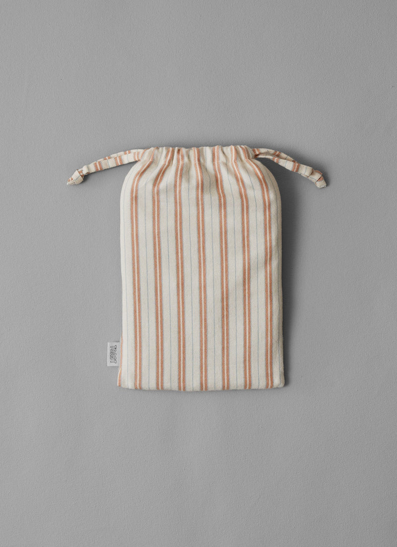 Ines Stripe Cotton Flannel Duvet Cover | Apricot/Soft Blue