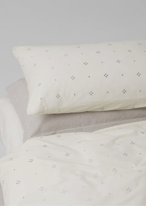 Rowan Print Housewife Pillowcase Set | Ecru/Soft Blue