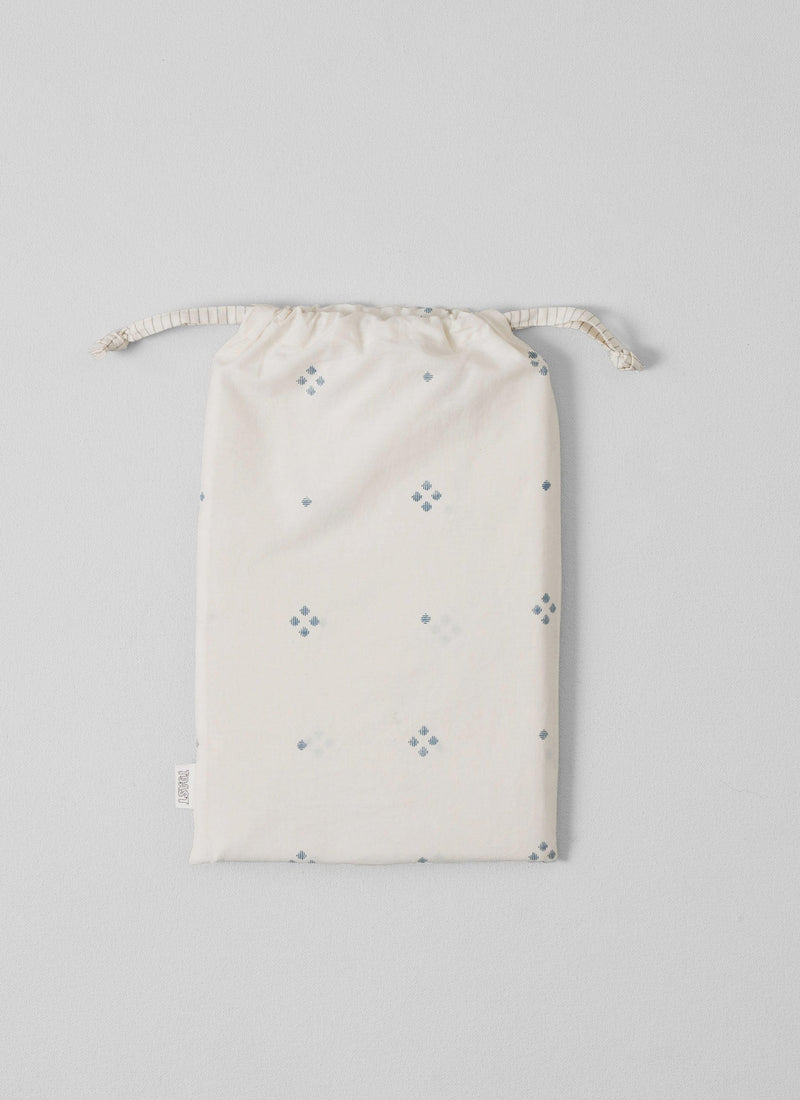 Rowan Print Cotton Poplin Housewife Pillowcase Set | Ecru/Soft Blue