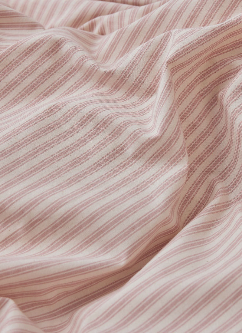 Organic Cotton Ticking Stripe King Duvet Cover | Ecru/Rose