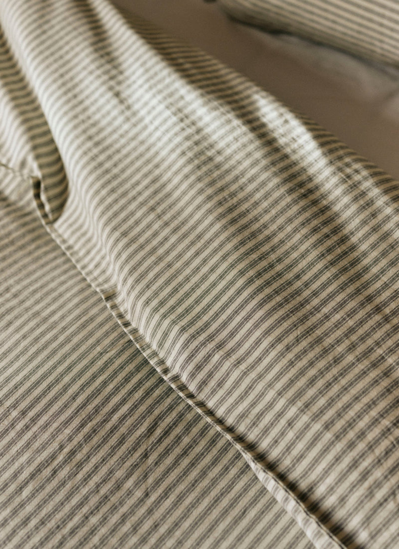 Organic Cotton Ticking Stripe King Duvet Cover | Ecru/Straw