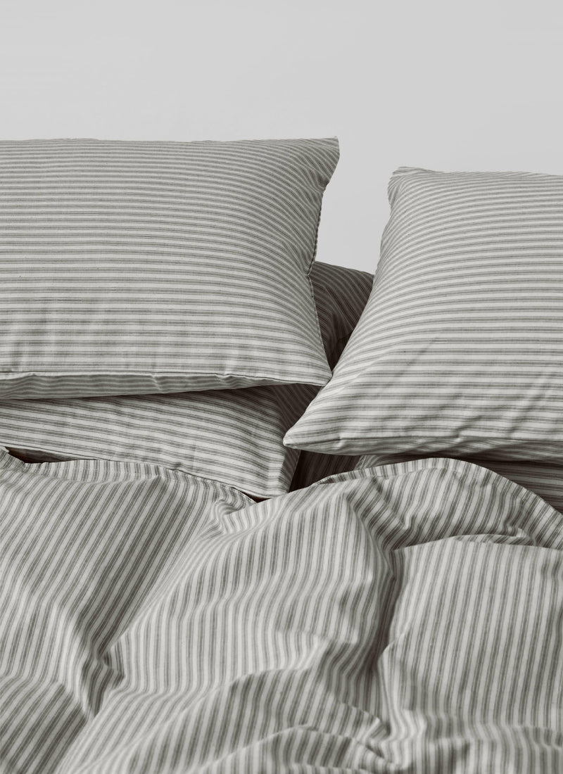 Organic Cotton Ticking Stripe King Duvet Cover | Ecru/Graphite