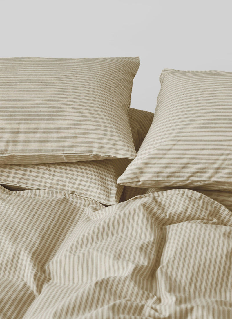 Organic Cotton Ticking Stripe King Duvet Cover | Ecru/Straw