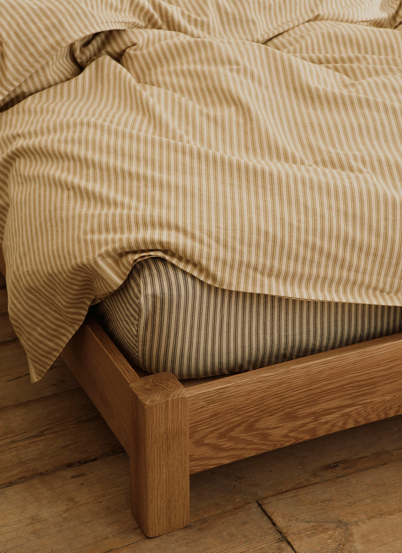 Ticking Stripe Cotton Duvet Cover | Ecru/Straw