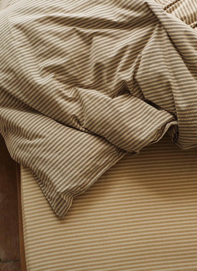Ticking Stripe Cotton Duvet Cover | Ecru/Graphite