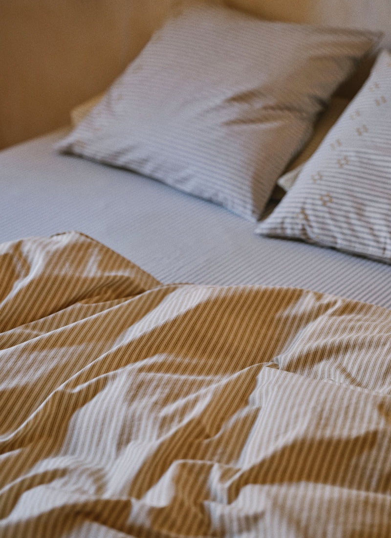 Ticking Stripe Cotton Duvet Cover | Ecru/Straw