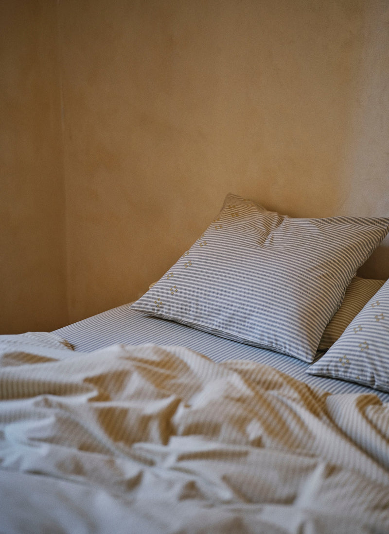 Ticking Stripe Cotton Duvet Cover | Ecru/Straw
