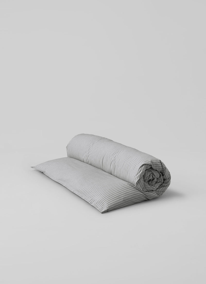 Organic Cotton Ticking Stripe King Duvet Cover | Ecru/Graphite