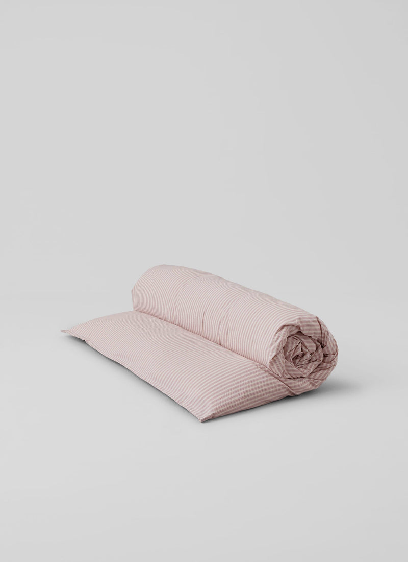 Organic Cotton Ticking Stripe King Duvet Cover | Ecru/Rose