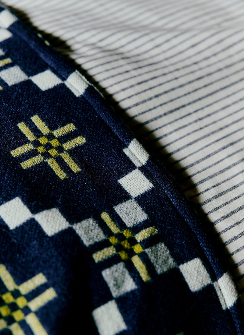 Organic Pyjama Stripe Double Duvet Cover | Navy/Ecru