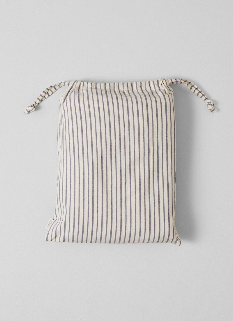 Organic Pyjama Stripe Double Duvet Cover | Navy/Ecru