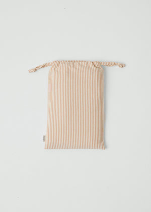 Soft Stripe Cotton Embroidered Pillowcase | Clay/Ecru