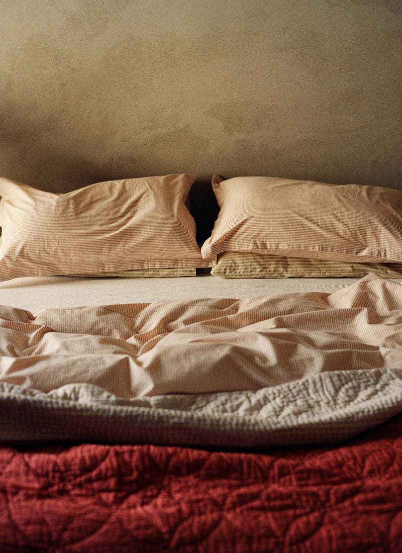 Soft Stripe Cotton Duvet Cover | Clay/Ecru