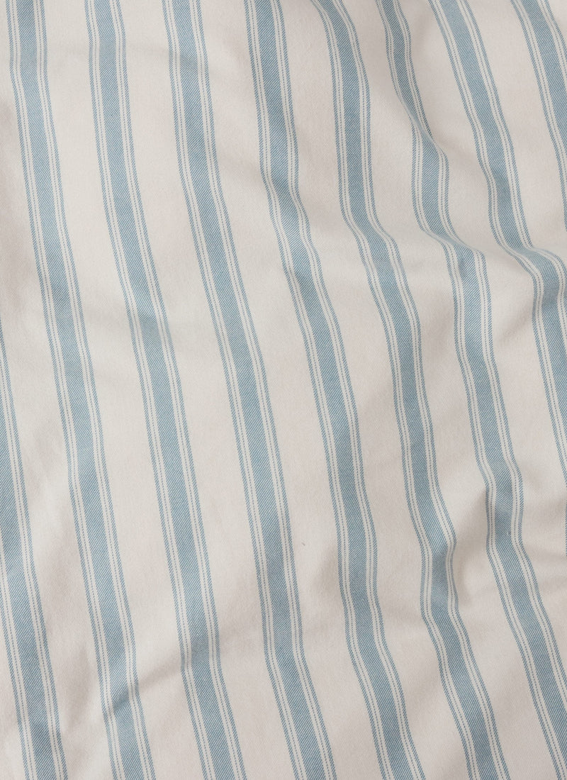 Fjord Stripe Cotton Flannel Duvet Cover | Washed Blue/Ecru
