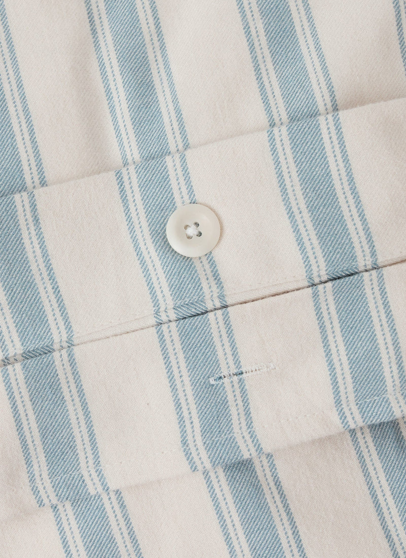 Fjord Stripe Cotton Flannel Duvet Cover | Washed Blue/Ecru