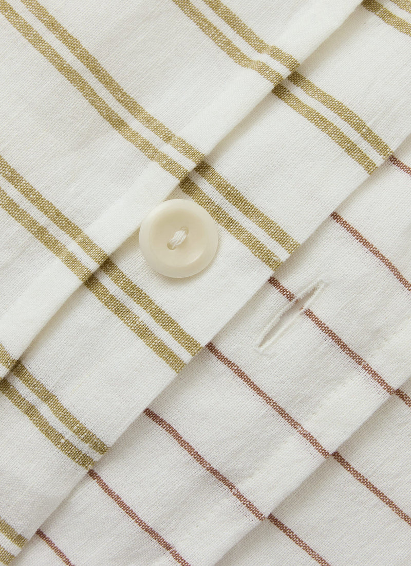 Mina Stripe Linen Cotton Duvet Cover | Ivory/Olive/Caramel
