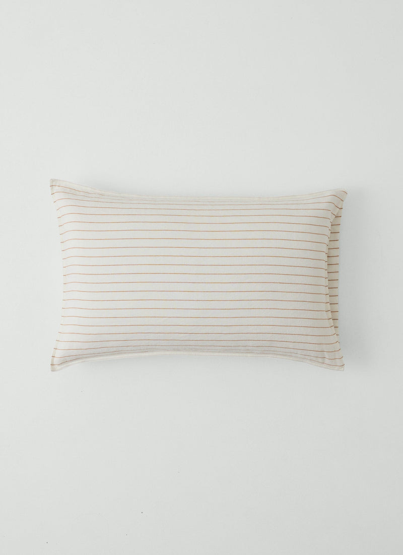 Mina Stripe Linen Cotton Pillowcase Set | Ivory/Caramel