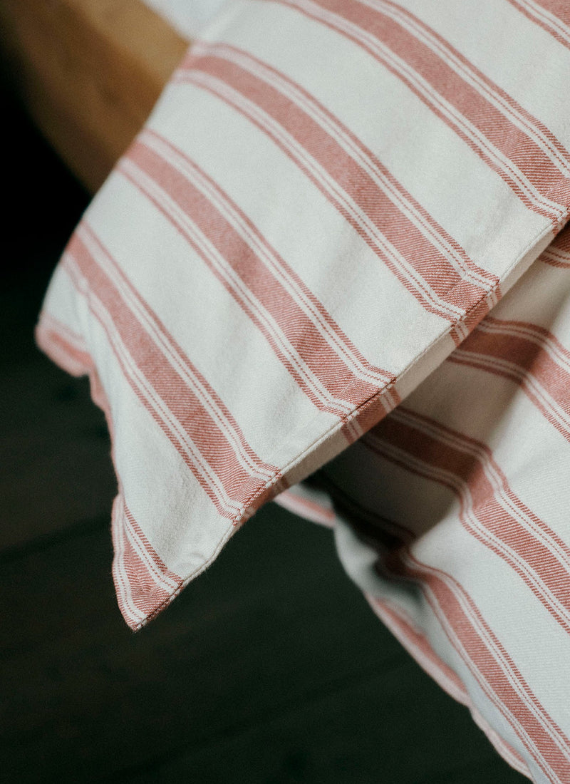 Fjord Flannel Stripe Duvet Cover | Rosehip/Ecru