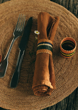 Hand Woven Iraca Napkin Rings | Citron/Multi