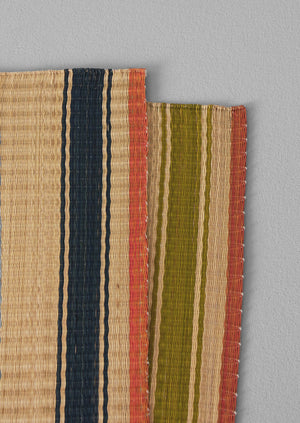 Border Stripe Madur Grass Placemat | Natural/Olive
