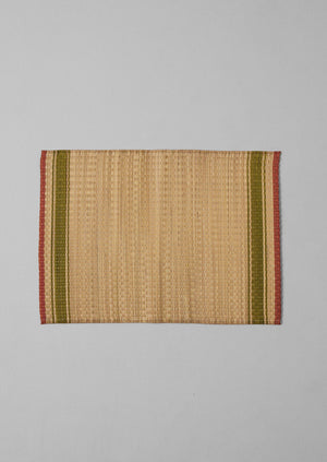 Border Stripe Madur Grass Placemat | Natural/Olive