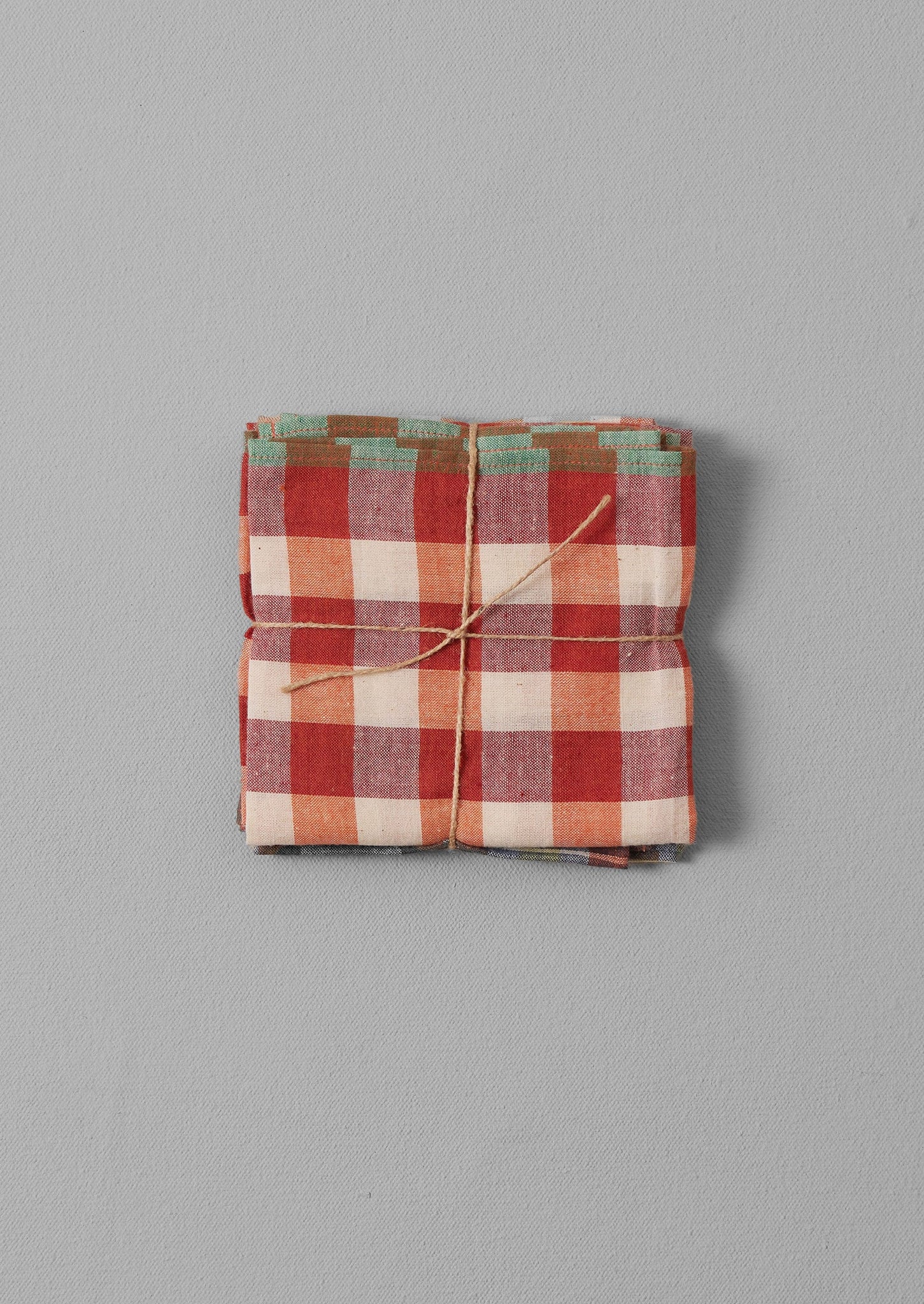 Hand Woven Check Napkin Set | Poppy/Citron