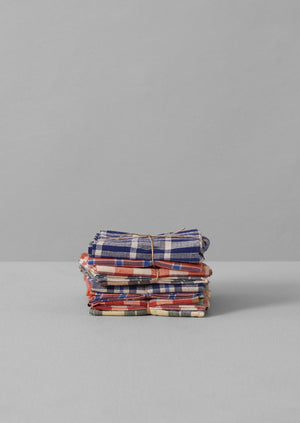 Hand Woven Check Napkin Set | Poppy/Citron