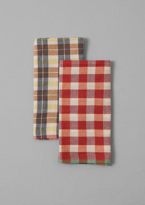 Hand Woven Check Napkin Set | Poppy/Citron