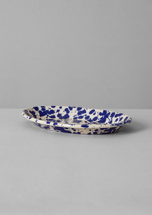 Splatter Enamel Platter | Cream/Blue