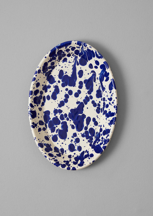 Splatter Enamel Platter | Cream/Blue